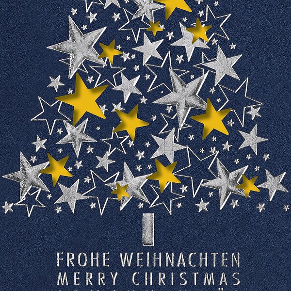 Bild 2 - Funkelnde Sterne gelb (internationale Weihnachtsw�nsche)