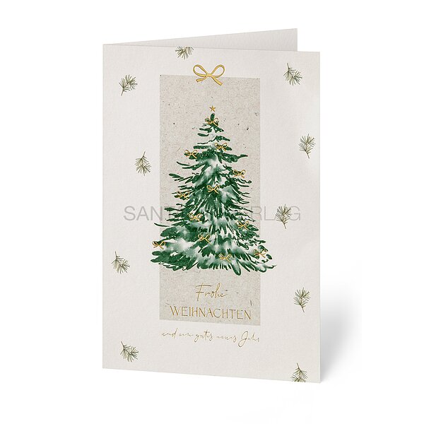 Bild 1 - Tanne mit goldenen Schleifen (stilvolle Weihnachtskarten)