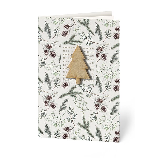 Bild 1 - Holzelement (internationale Weihnachtskarte)