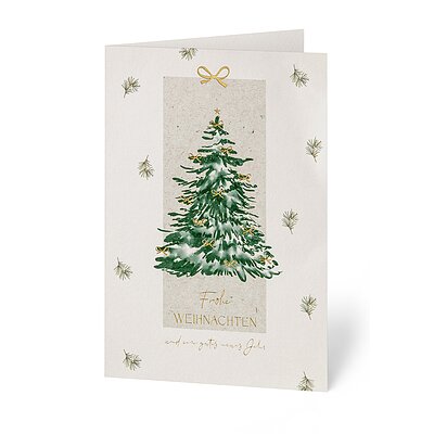 Tanne mit goldenen Schleifen (stilvolle Weihnachtskarten)