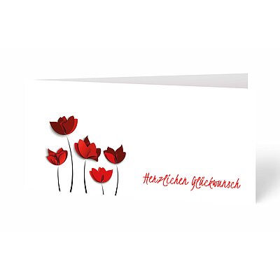 Glckwunschkarte rote Blumenparade
