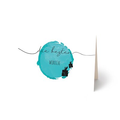 Glckwunschkarte blauer Farbklecks