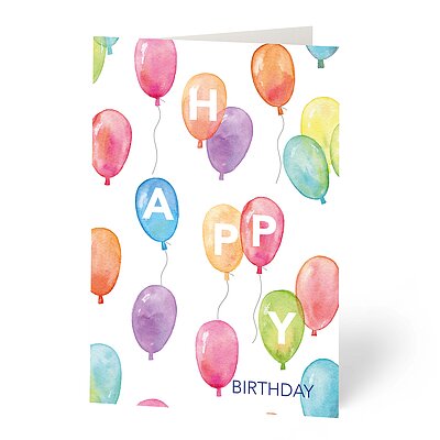 Glckwunschkarte Feinpapier matt mit Luftballons Aquarell