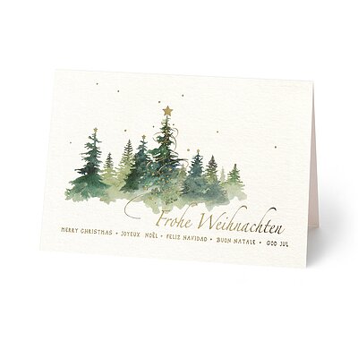 Aquarell und Gold (internationale Weihnachtskarte)